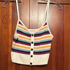American Eagle Multicolor Striped Button-Up Crop Top
